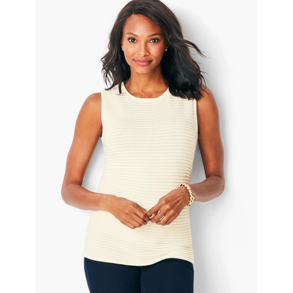 Talbots‎ NEW Women's Modern Ottoman Ribbed Sleeveless Shell Crew Neck Sweater M